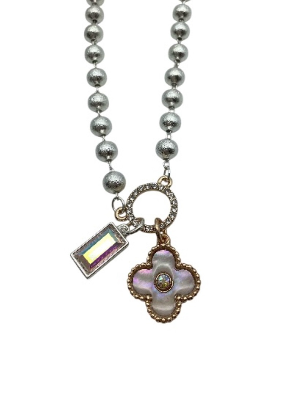 Evermore Quarterfoil Two-Tone Beaded Necklace (NWT) - Picture 7 of 16